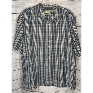 Men's Fieldmaster blue‎ plaid button down short sleeve size XL shirt